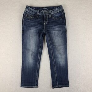 Vigoss Jeans Womens 4x21 Blue‎ Heritage Fit Capri Flap Pocket Dark Wash Denim
